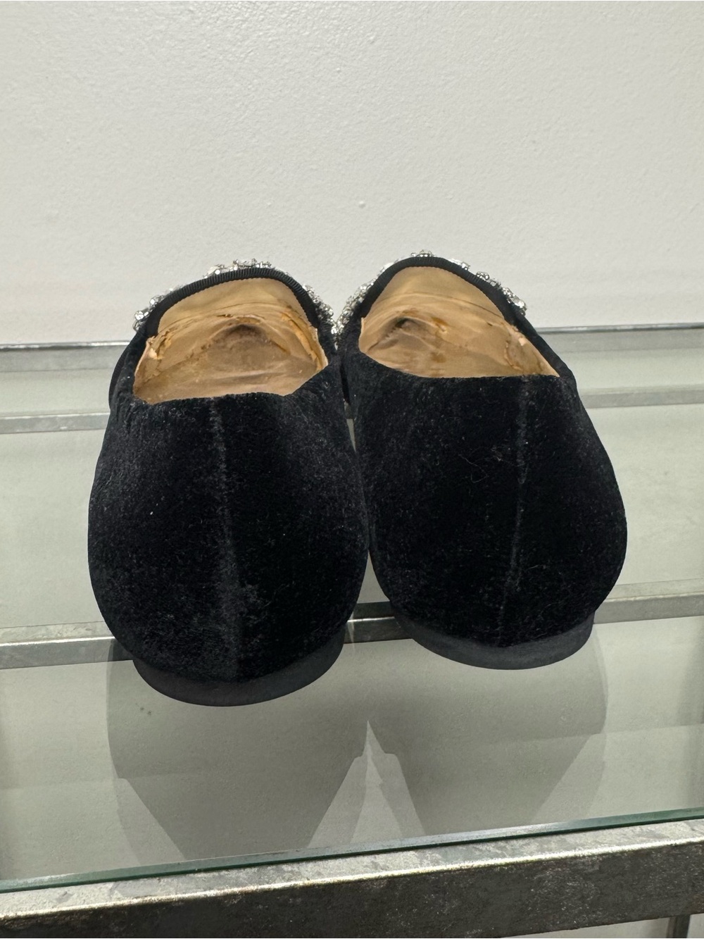 Badgley Mischka Echo Embellished Loafer Flats Black Velvet Size 9 - Picture 4 of 11